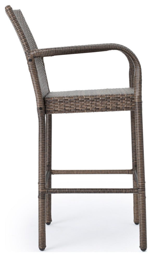 GDF Studio Conquista Outdoor Mix Mocha Wicker Barstool, Package of 4