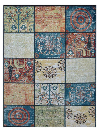 MACHINE MADE HEATSET POLYPROPYLENE AREA RUGS -Multicolor,Contemporary Design, [Rectangle] 6'7''x9'