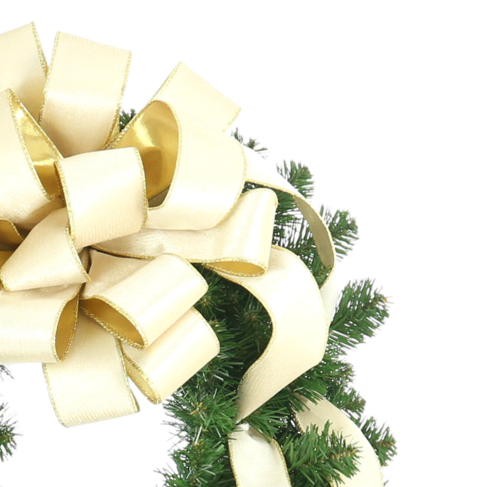 22" Wreath With A Cream Bow.