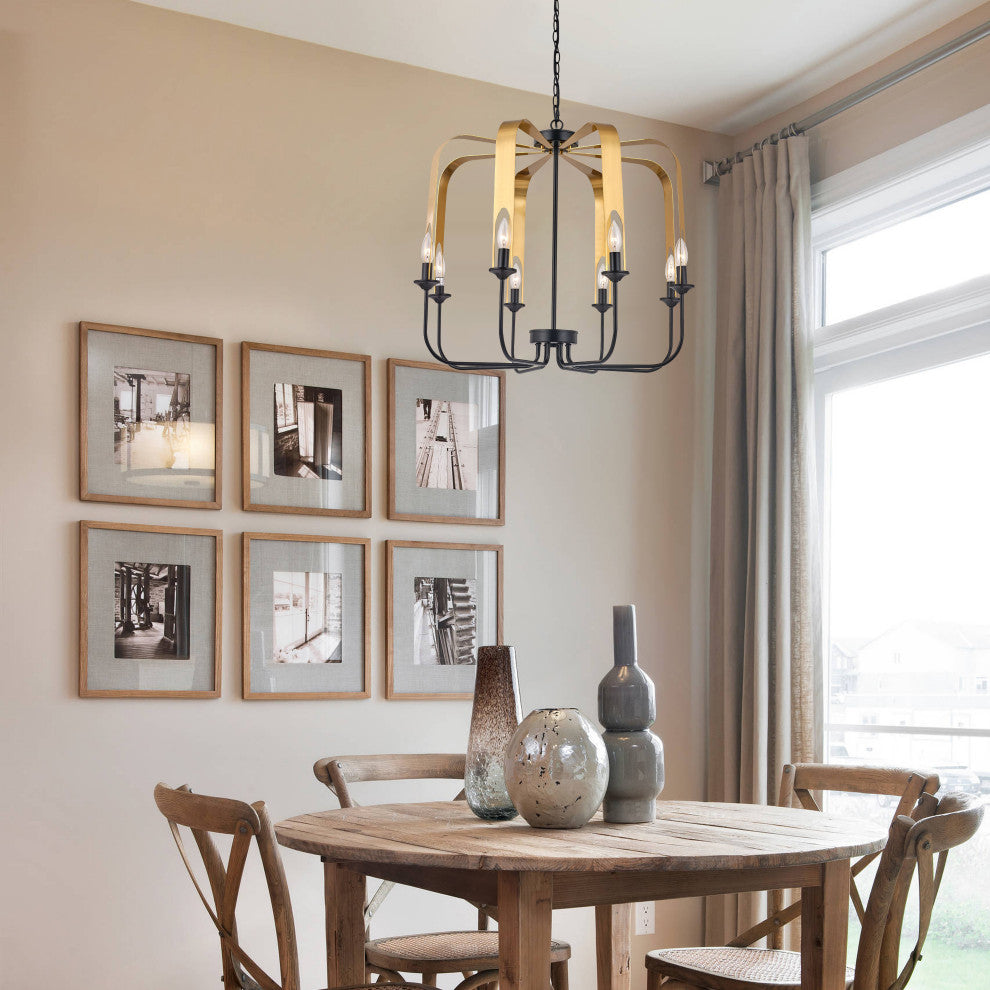 Vanity Art 8-Light Lantern Geometric Chandelier