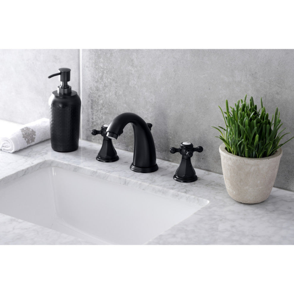 Kingston Brass KB4980BX Widespread Bathroom Faucet and Pop-Up Drain, Matte Black