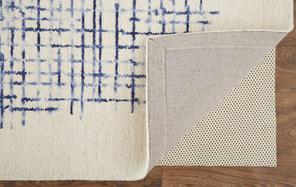 Weave & Wander Carrick Architectural Rug, Ivory/Navy, 9'x12'