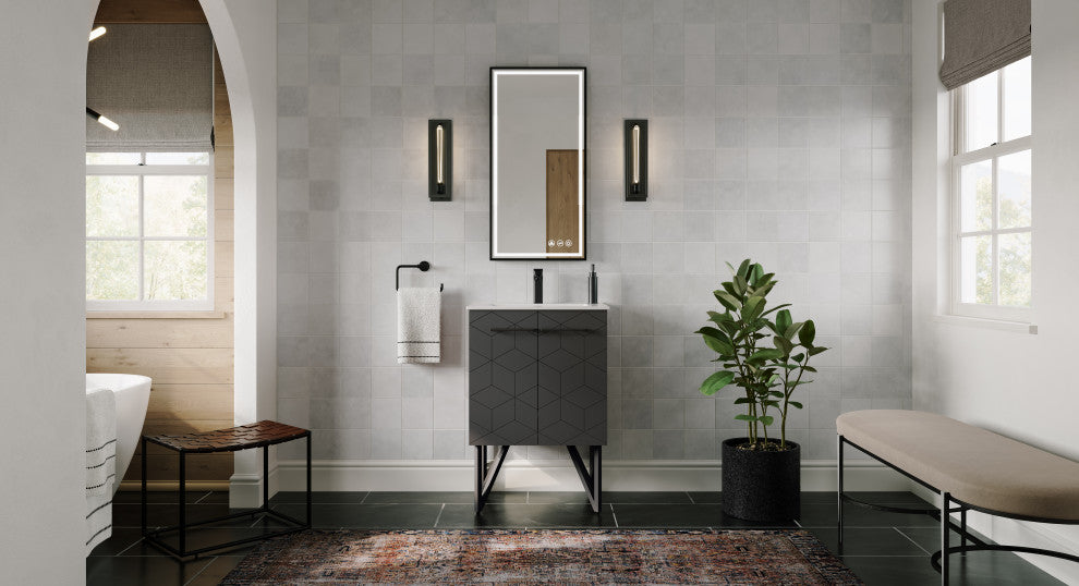 The Forma Bathroom Vanity, Black, 24", Single Sink, Freestanding