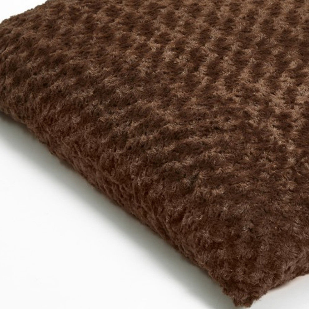 Brown 2'x3' Lux Faux Fur Rectangle Pet Bed