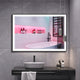 Kiva-Rhyme Black Framed LED Vanity Wall Mounted Mirror, 24x32", 3 Buttons, 40"x32