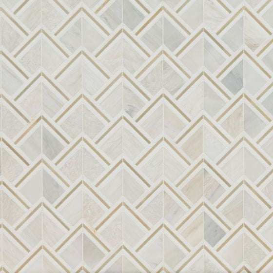 Luxor Kona Gold Pattern 9.72X13.66 Multi Finish Stone/Metal Mosaic, 10 Sheets