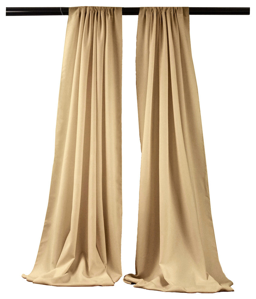 LA Linen Polyester Poplin Backdrop Drape 96"x58", 2 Pack, Khaki