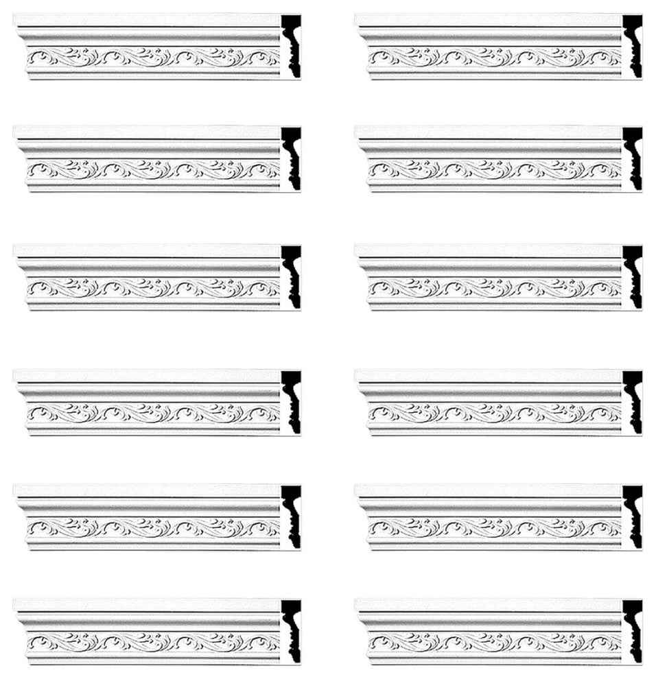 Crown Molding White Urethane Savanah Design 12 Pieces Totaling 1128" Length