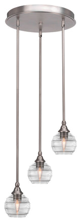 Empire 3-Light Cluster Pendalier, Brushed Nickel/Clear Ribbed