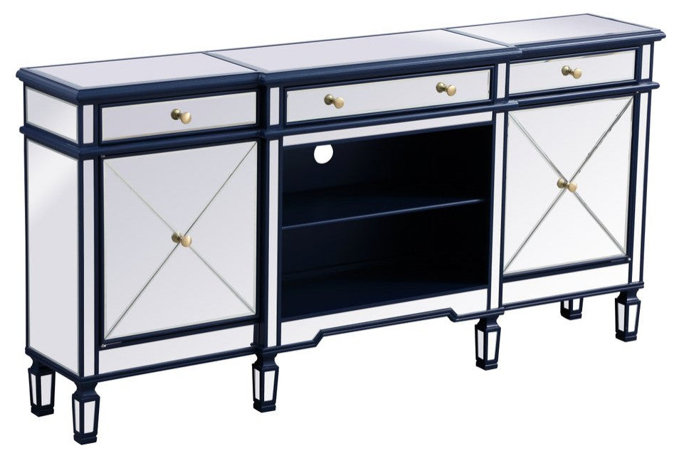 Calum 72" Mirrored Credenza, Blue