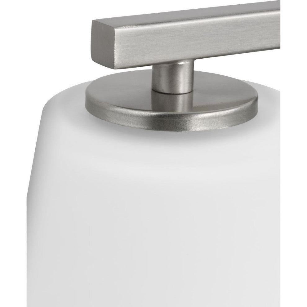 Vertex Collection Four-Light Brushed Nickel Etched White Glass Bath Light