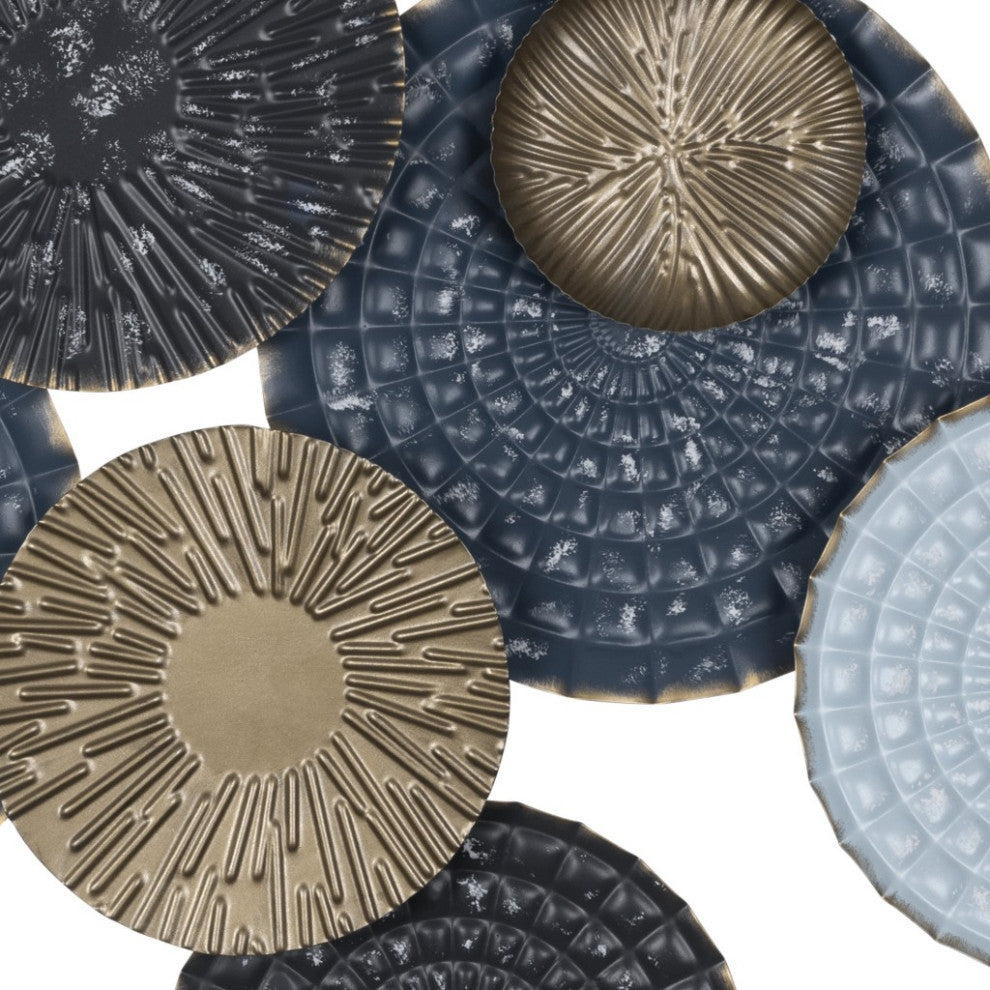 Blue and Gold Metal Plate Wall D"cor