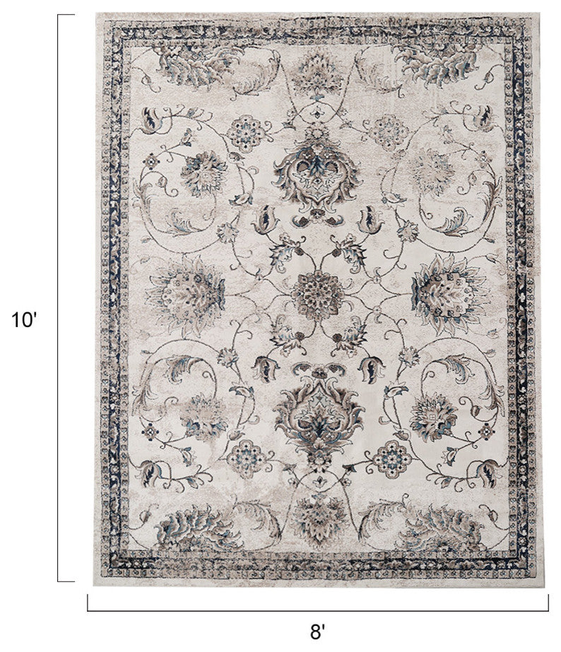 LNC Indoor Vintage Distressed Polyester Mat Area Rug for Living Room, 8' X 10'