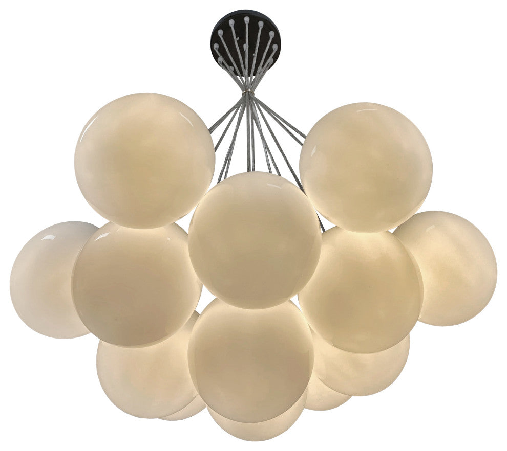Multi Pendant 13-Light White Globe Cloud Chandelier
