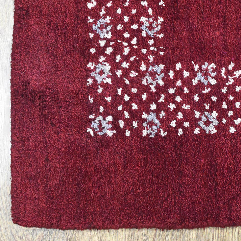 HAND KNOTTED LOOM SILK ECO-FRIENDLY AREA RUGS -8'x10',Rectangle,Red,Contemporary