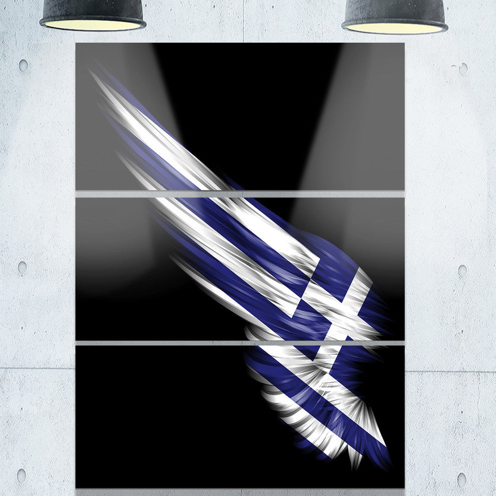 "Wing With Greece Flag" Digital Metal Wall Art, 3 Panels, 28"x36"