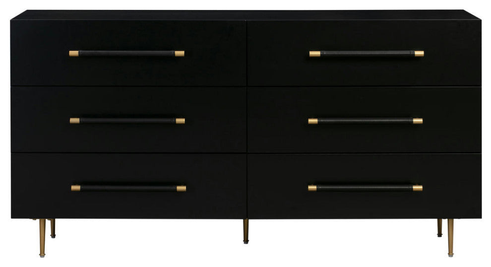 Trident Black 6 Drawer Dresser