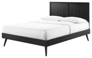 Platform Bed Frame, King Size, Wood, Black, Modern Mid-Century, Bedroom Master