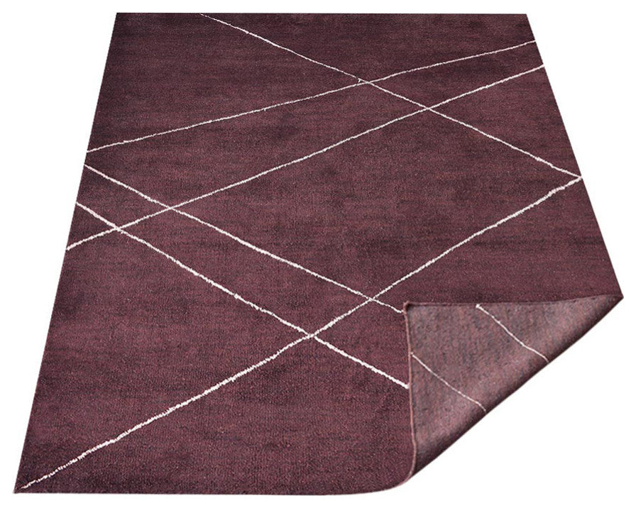 HAND KNOTTED LOOM SILK ECO-FRIENDLY RUGS-6'x9',Rectangle,Brown Beige,Geometric