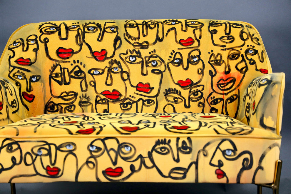 Loveseat for master bedroom, Gift for her / for him, Velvet furniture