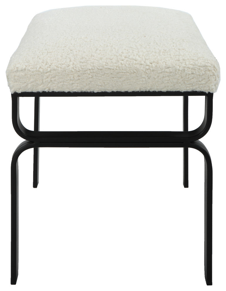 Uttermost Diverge White Shearling Small bench