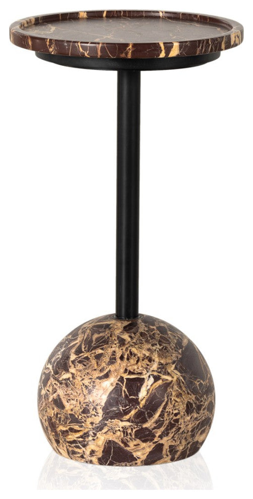 Viola Accent Table-Merlot Marble