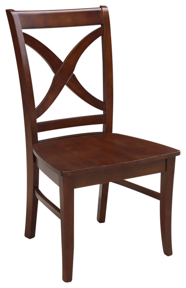 Set of Two Vineyard Curved X Back Chairs, Espresso