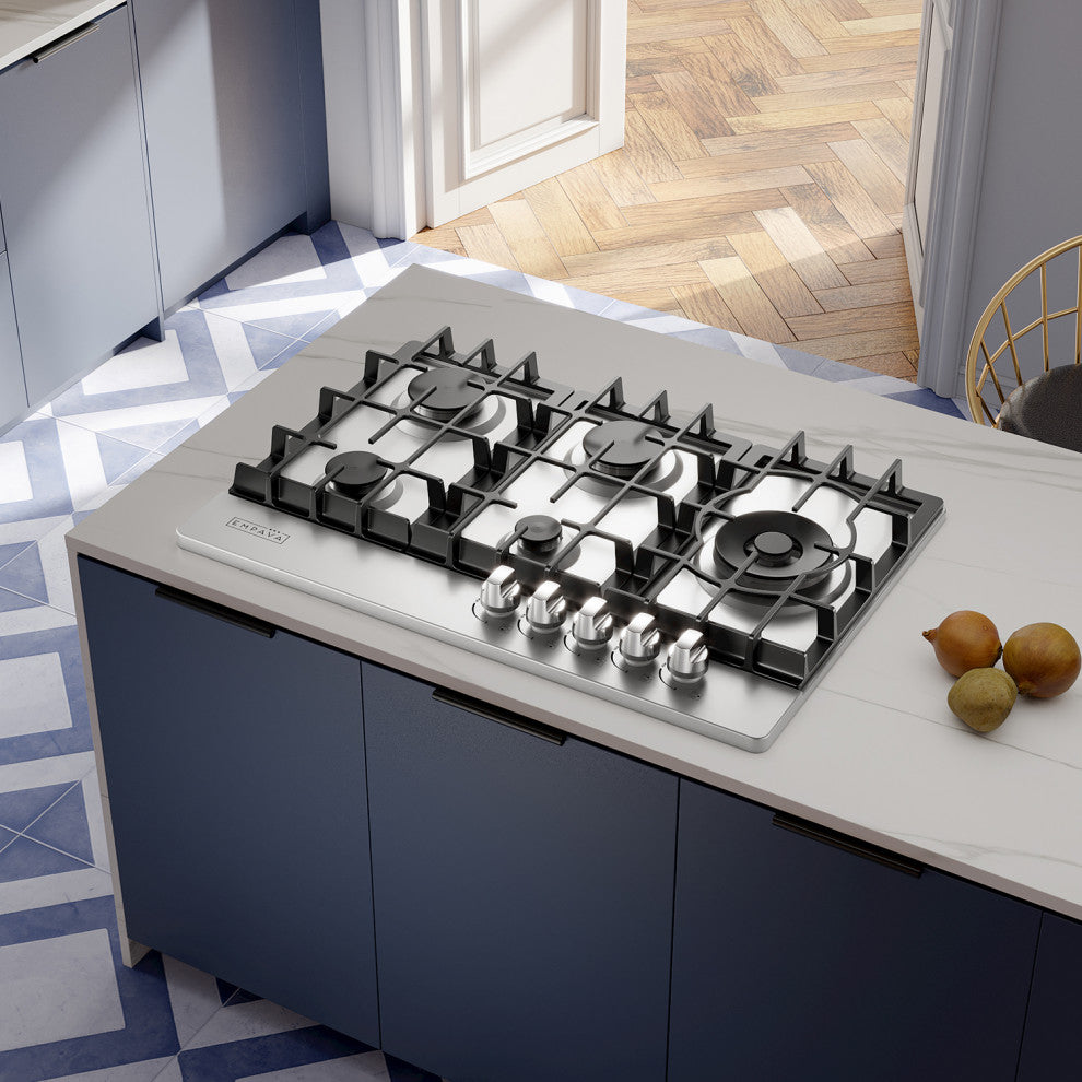 30-in Built-in Gas Cooktop with 5 Sealed Burners - LPG Convertible in Stainless