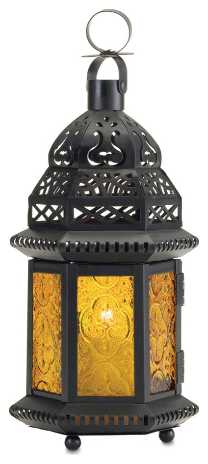 Large Yellow Glass Moroccan Style Lantern