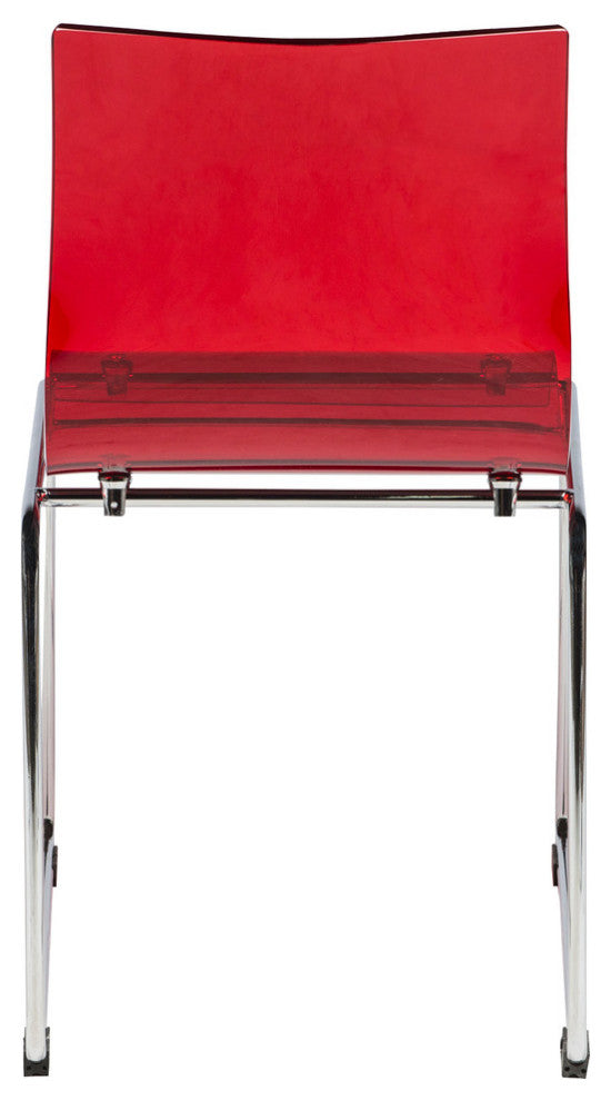 LeisureMod Lima Lucite Acrylic Dining Side Chairs, Transparent Red