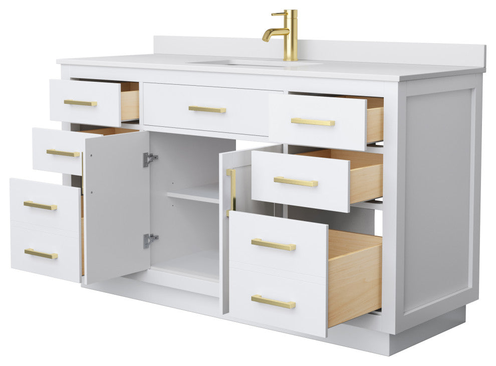 Beckett TK 60" Single Vanity,  Cultured Top, Gold Trim