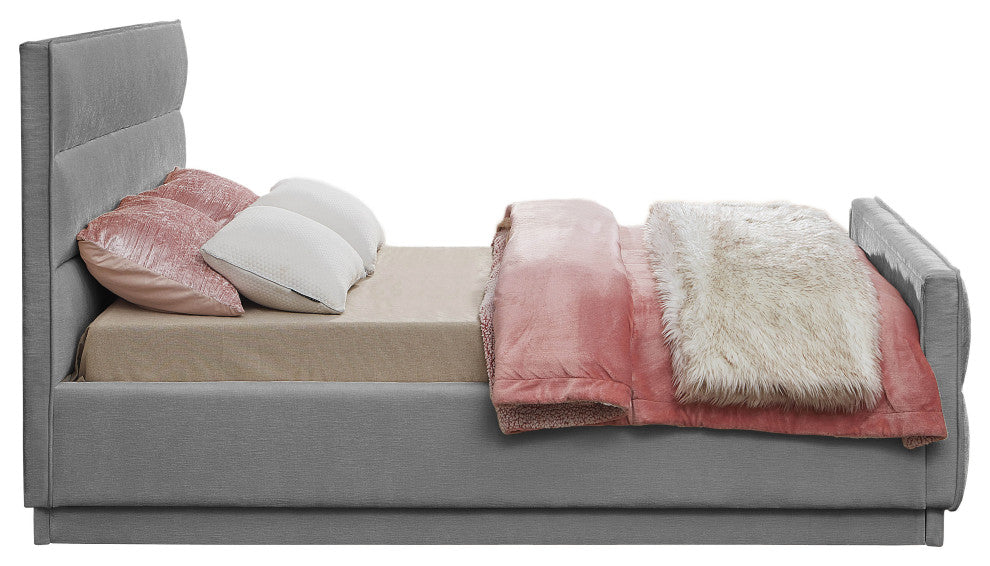 Paxton Chenille Fabric Upholstered Bed, Gray, King