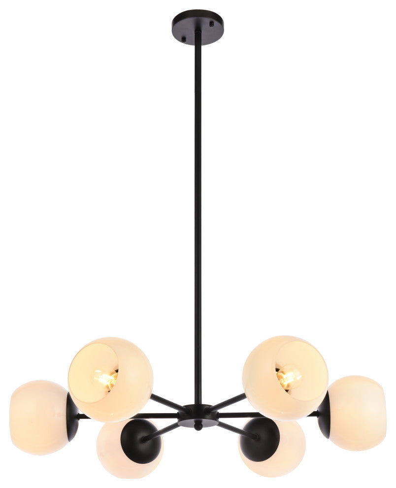 Brooke 30" Pendant, Black With White Shade