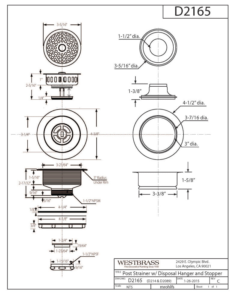Two Wing Nut Style Large Kitchen Basket Strainer, Oil Rubbed Bronze, Oil Rubbed