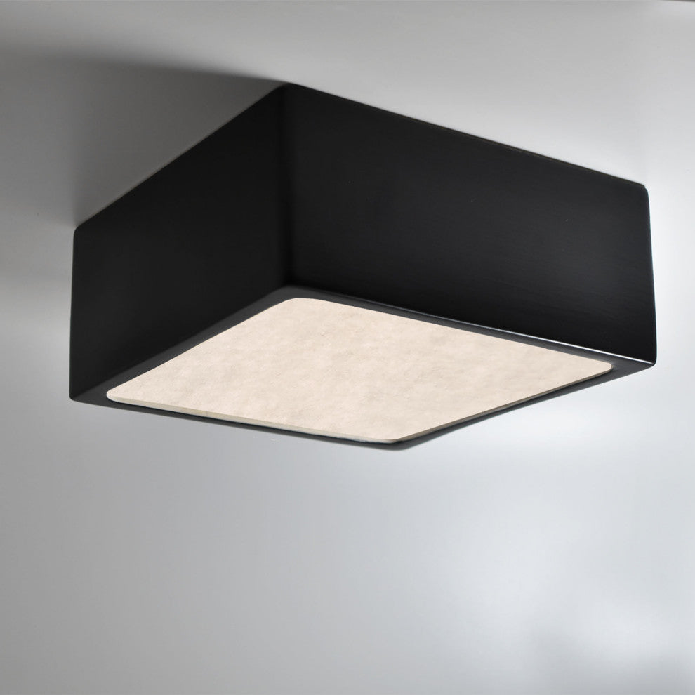 Short Square LED Outdoor Flush-Mount, Carbon Matte Black