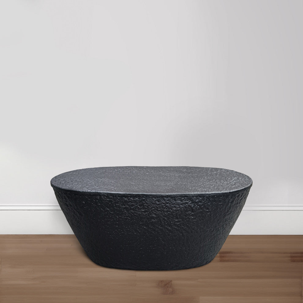 Josi 36" Coffee Table Hammered Design Matte Black Aluminum Frame