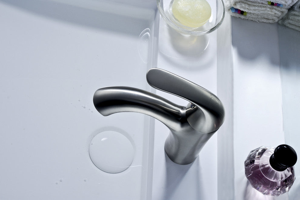 Clavier Single Hole Single Handle Mid-Arc Bathroom Faucet, Brushed Nickel