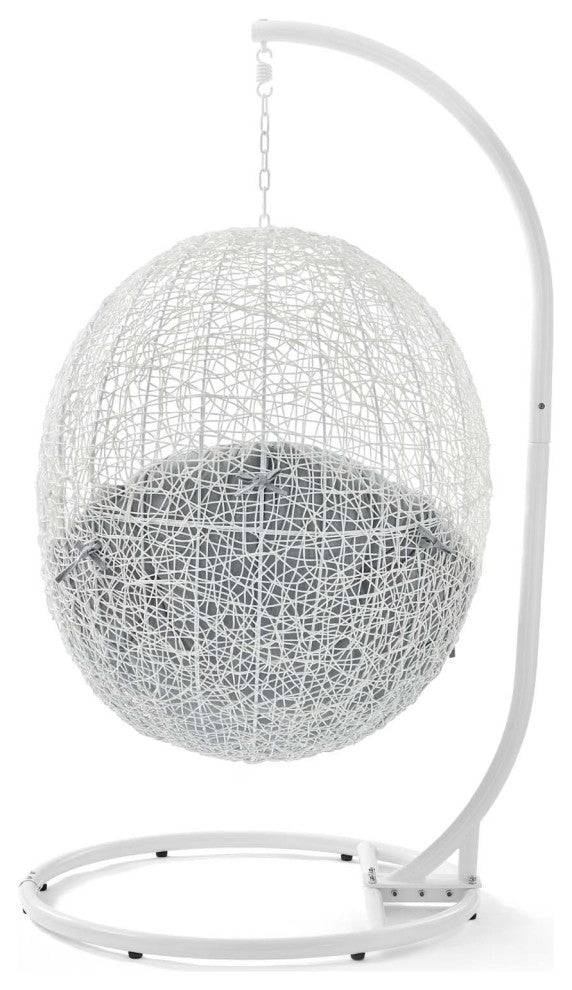 Swing Lounge Chair, Sunbrella, White Gray, Modern, Outdoor Patio Bistro