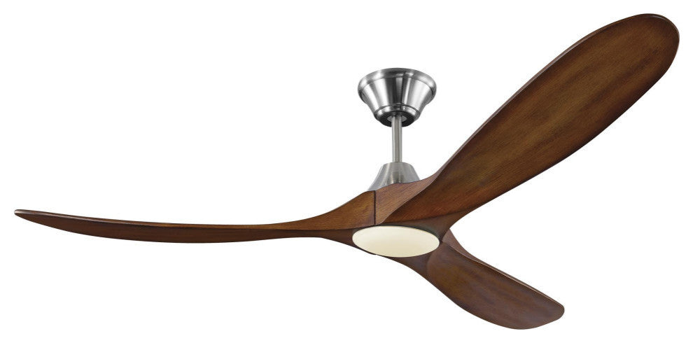 60" Maverick LED Ceiling Fan, Brushed Steel Koa