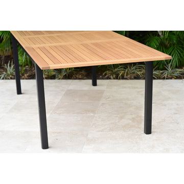 Amazonia Teak Finish and Aluminum Bora Rectangular Extendable Patio Dining Table
