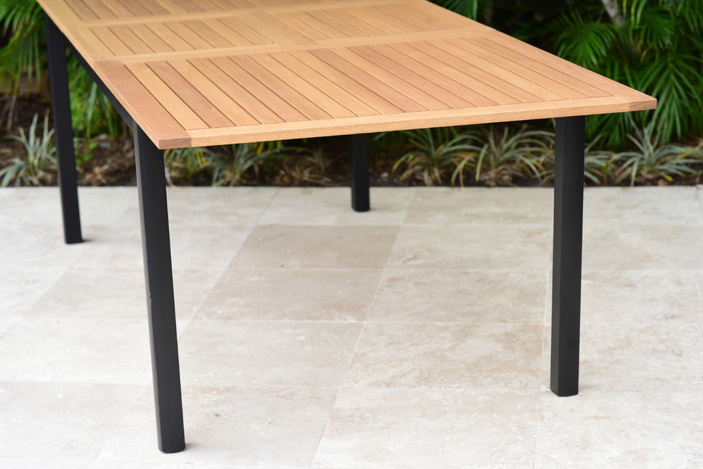 Amazonia Teak Finish and Aluminum Bora Rectangular Extendable Patio Dining Table