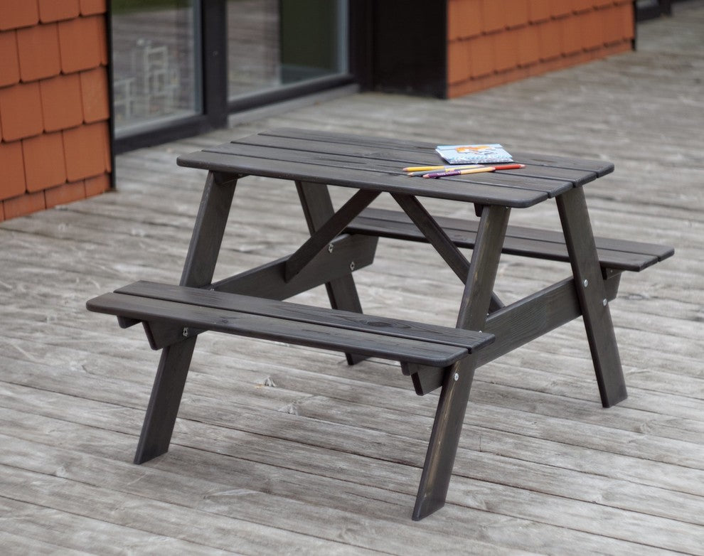 Smelis Kids Picnic Table, Taupe, Gray