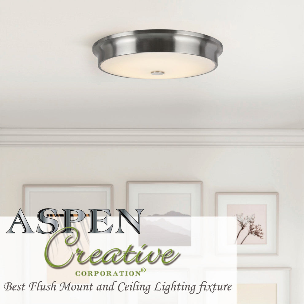 63005L-2 LED Large Flush Mount Ceiling Light Fixture, White 15" Diameter