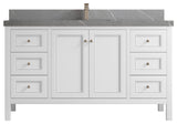 Nashville 60" Single Bathroom Vanity, White 2" Piatra Gray