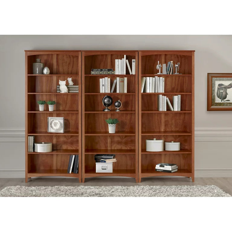 Classic Bookcase, Hardwood Construction With Fixed & Adjustable Shelves, Cherry