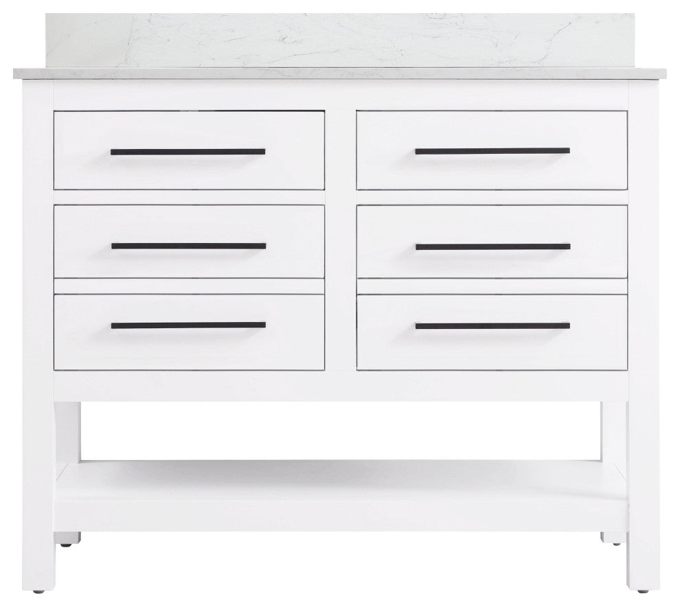 Home Living 42" Single Bathroom Vanity, White With Backsplash