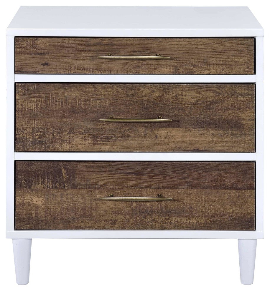 ACME Lurel Nightstand, White and Weathered Oak