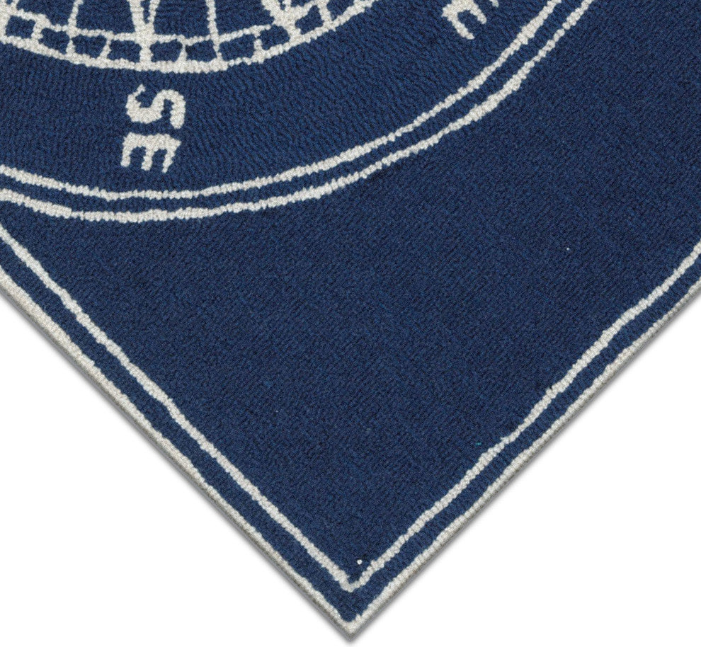 Frontporch Compass Indoor/Outdoor Rug, Navy, 5'x7'6"