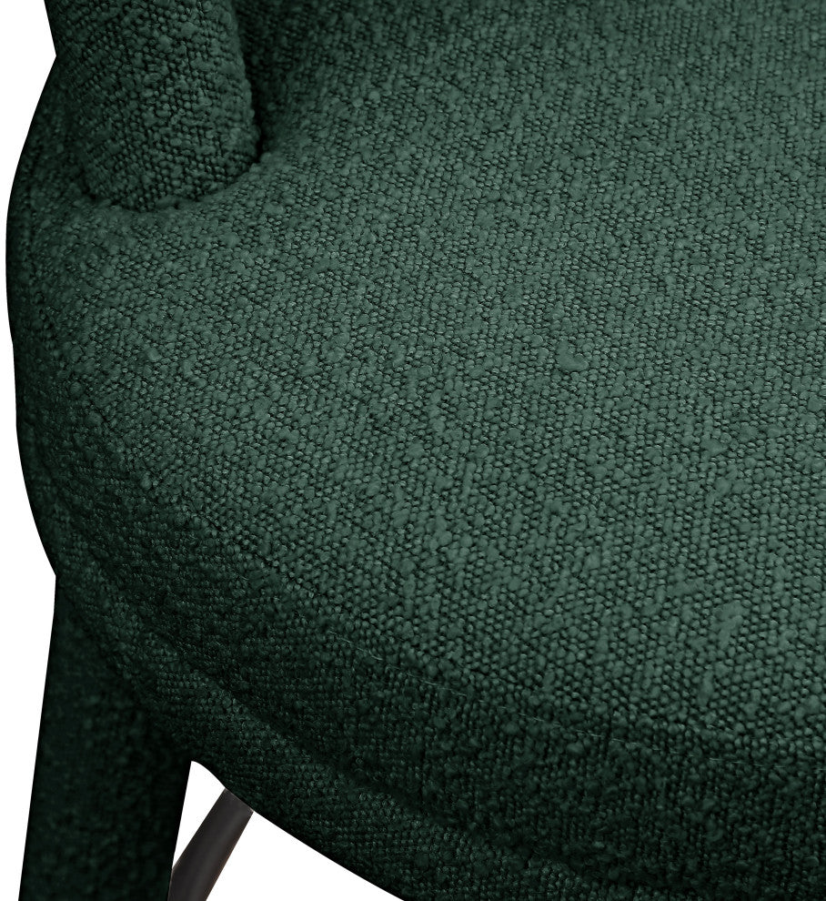 Parlor Black Boucle Fabric Stool, Set of 2, Green