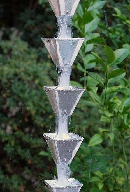 Aluminum Medium Square Cups Rain Chain With Installation Kit, 12'